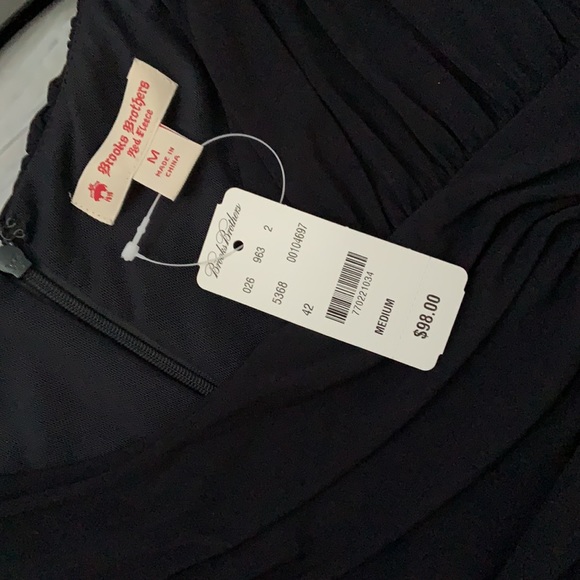 NWT BROOKS BROTHERS Ruched Jersey Dress in Navy - Picture 4 of 9